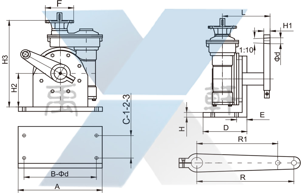 QDX3-D8带底座电动蜗轮箱(图1)