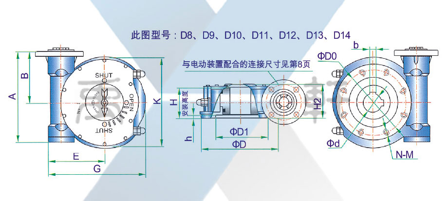 QDX3-D8蝶阀电动蜗轮箱(图1)