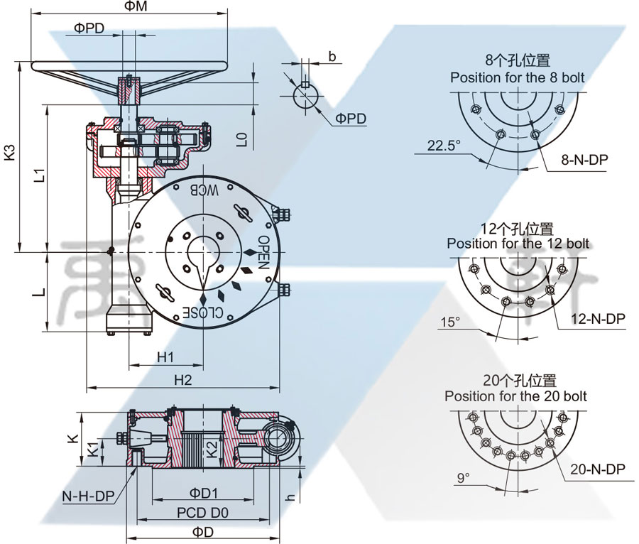 QDX3-S8多级阀门蜗轮箱(图1)